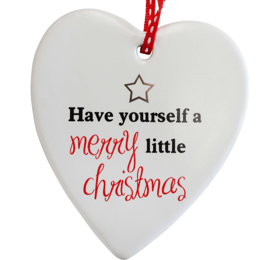 Ceramic Hanging Heart Gift Tag Merry Christmas - Ginja B